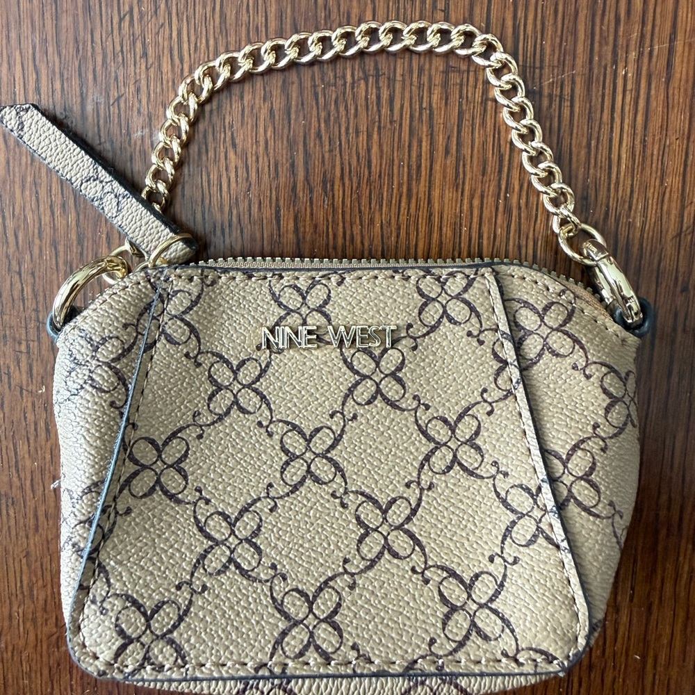 Nine West Beige and Brown Patterned Clutch